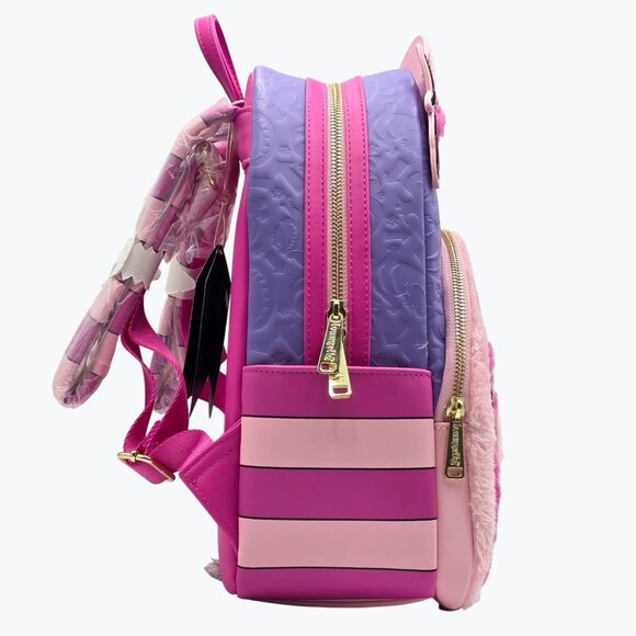 NWT Loungefly Disney Alice In Wonderland Chesire Cat Figural Fuzzy Mini Backpack - Picture 4 of 5